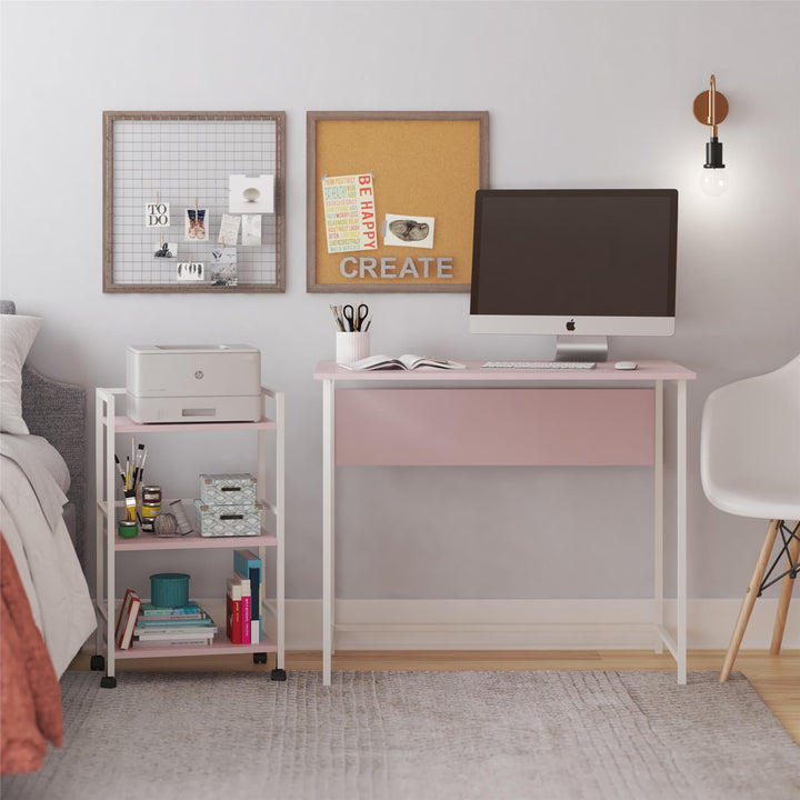 Baylor 2 Piece Student Desk with Rolling Storage Cart - Light Pink