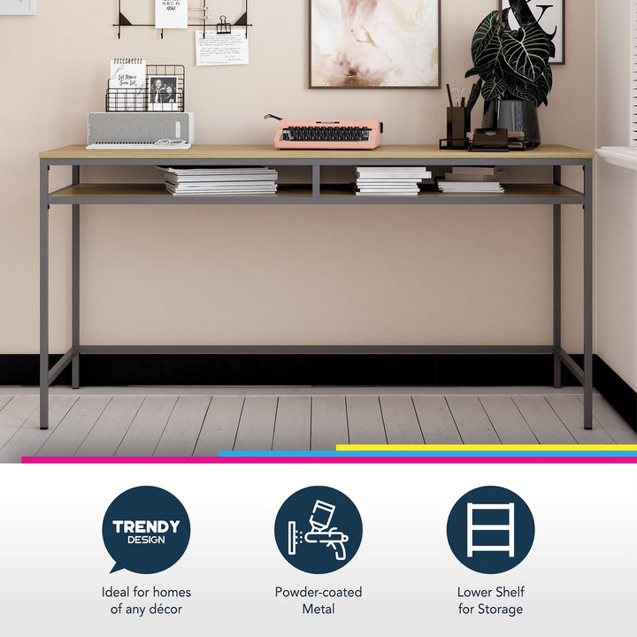 Systembuild Evolution Shadwick Computer Desk, Graphite Gray/Oak - Graphite Grey