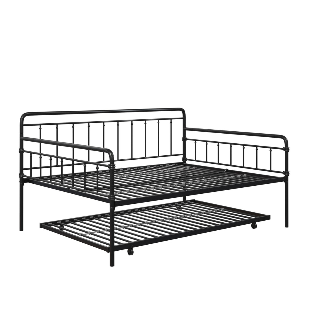 Wallace Spindle Metal Daybed and Trundle Set - Black - Full