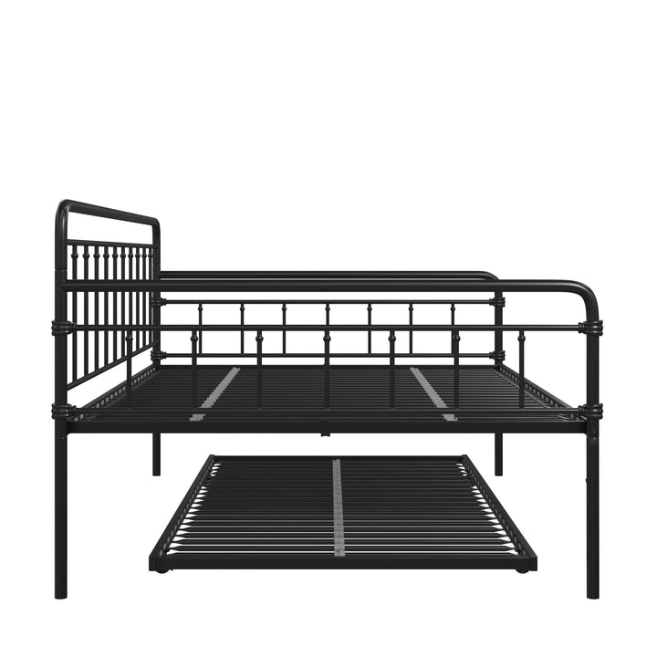 Wallace Spindle Metal Daybed and Trundle Set - Black - Full