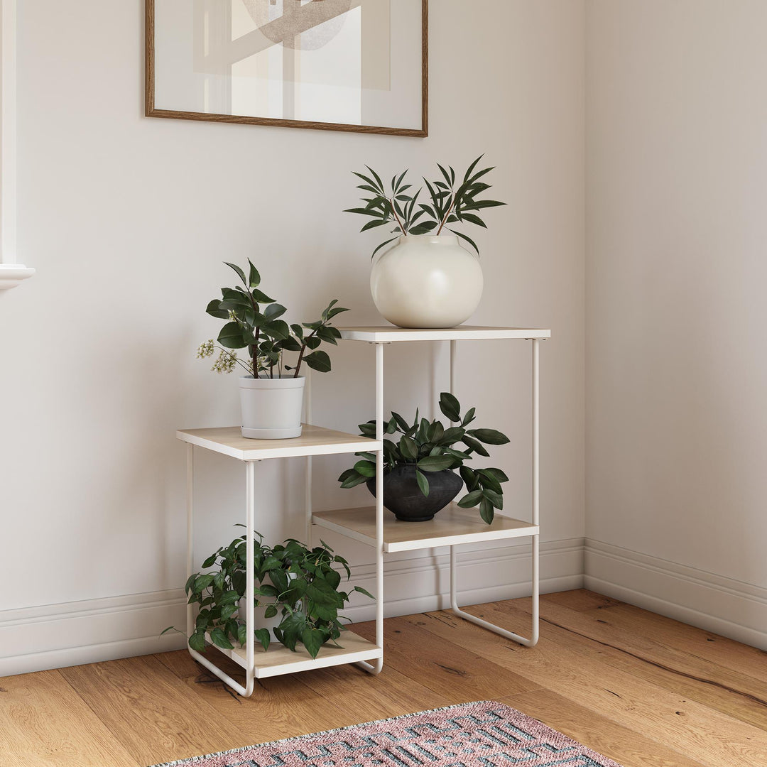 Four Open Shelves for Versatile Plant Display - Natural