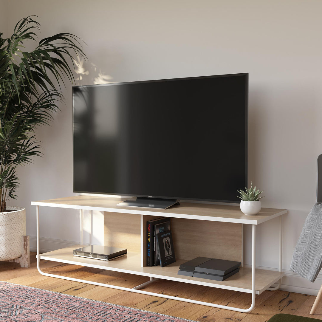Light and Airy TV Stand with Two-Toned Design - Natural
