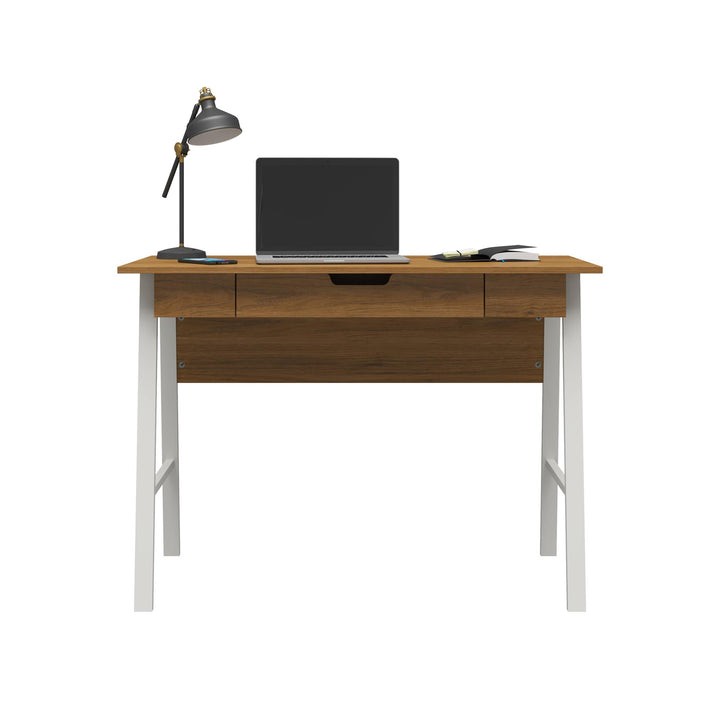 Oxford Computer Desk with Large Pull Out Storage Drawer - Walnut