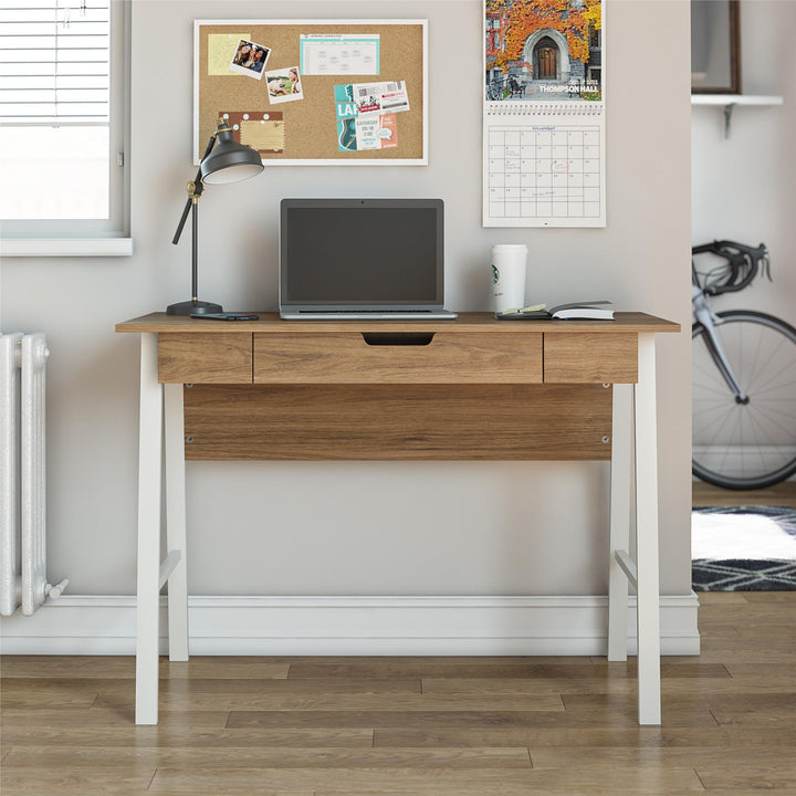 Oxford Computer Desk with Large Pull Out Storage Drawer - Walnut