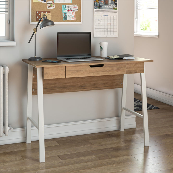 Oxford Computer Desk with Large Pull Out Storage Drawer - Walnut
