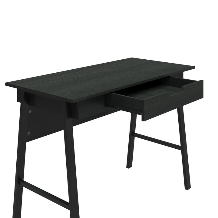 Oxford Computer Desk with Large Pull Out Storage Drawer - Black Oak