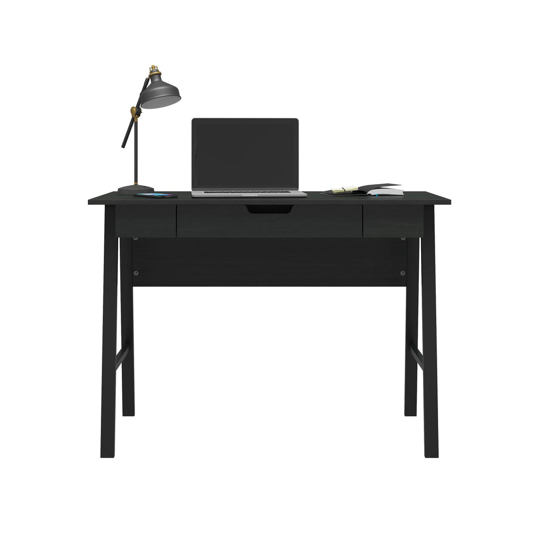 Oxford Computer Desk with Large Pull Out Storage Drawer - Black Oak