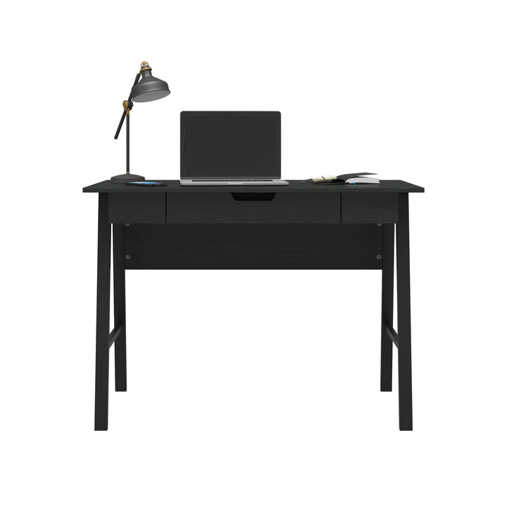 Oxford Computer Desk with Large Pull Out Storage Drawer - Black Oak