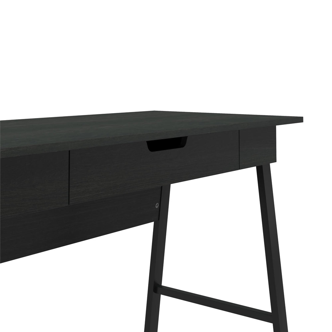 Oxford Computer Desk with Large Pull Out Storage Drawer - Black Oak