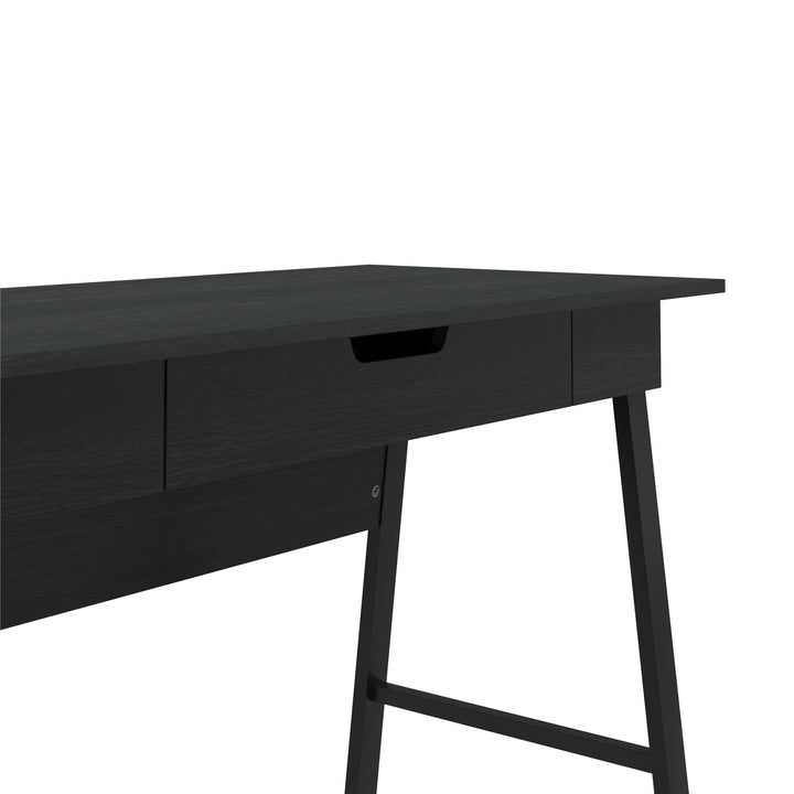 Oxford Computer Desk with Large Pull Out Storage Drawer - Black Oak