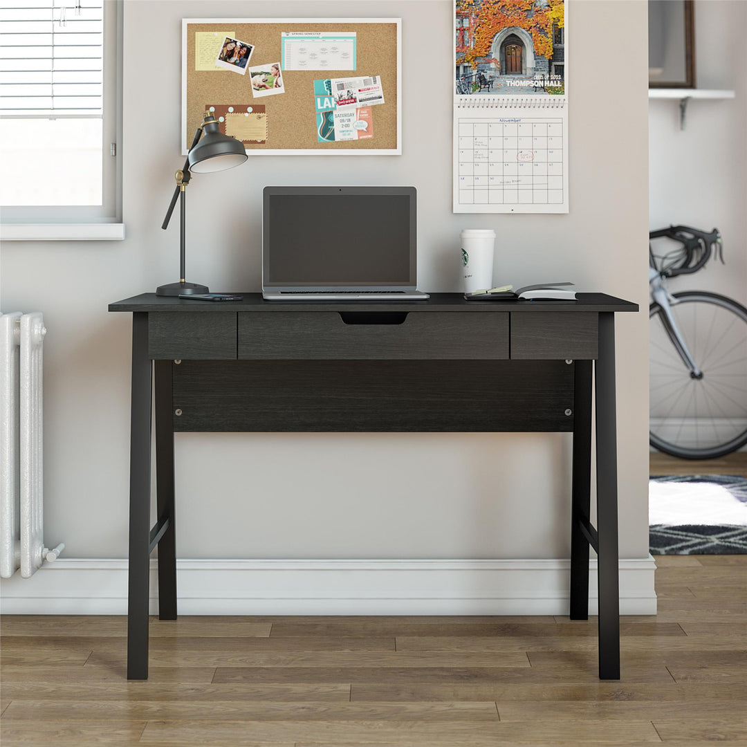 Oxford Computer Desk with Large Pull Out Storage Drawer - Black Oak