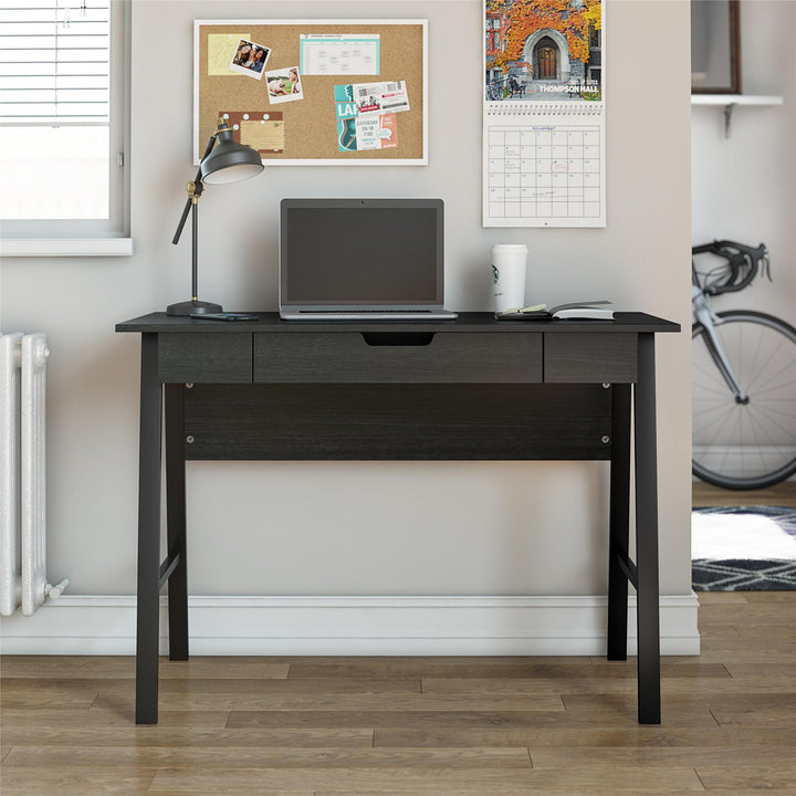 Oxford Computer Desk with Large Pull Out Storage Drawer - Black Oak