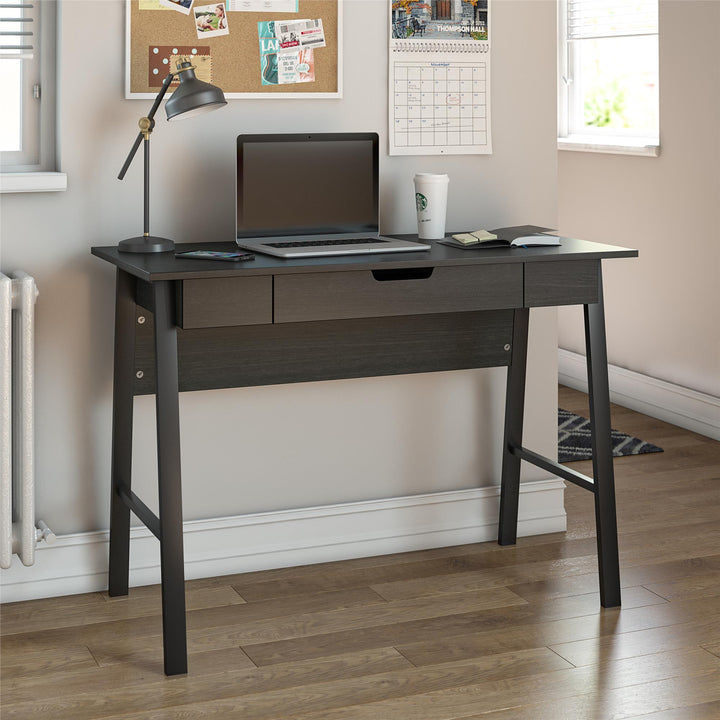 Oxford Computer Desk with Large Pull Out Storage Drawer - Black Oak