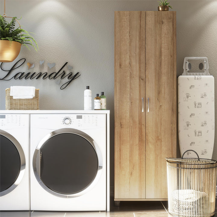 Basin 24 Inch 2 Door Utility Storage Cabinet - Natural