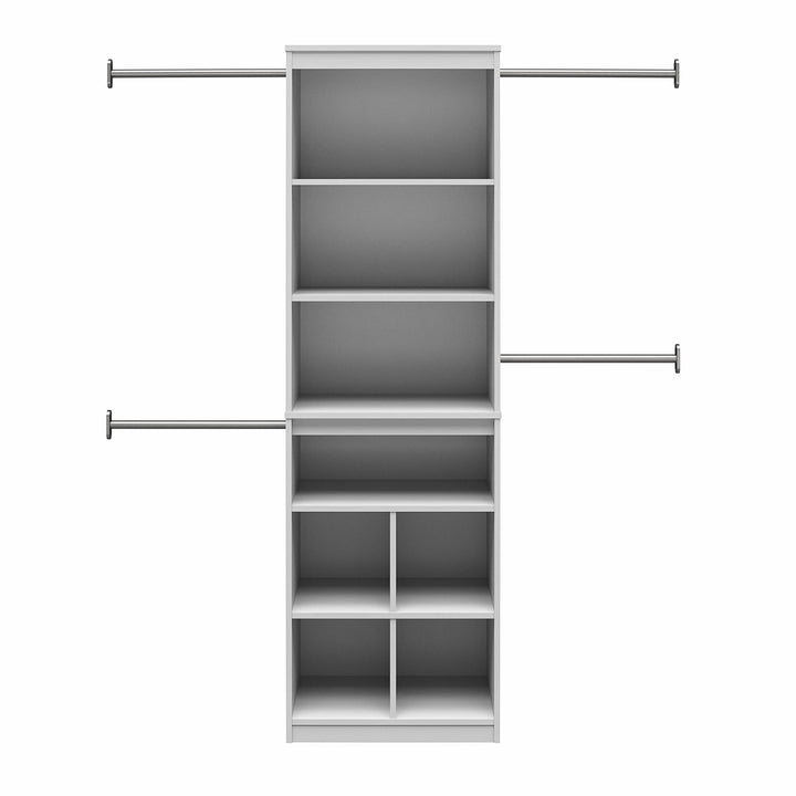Summer Haven Closet Tower with 4 Clothing Rods, 4 Shelves and 4 Cubbies - Dove Gray