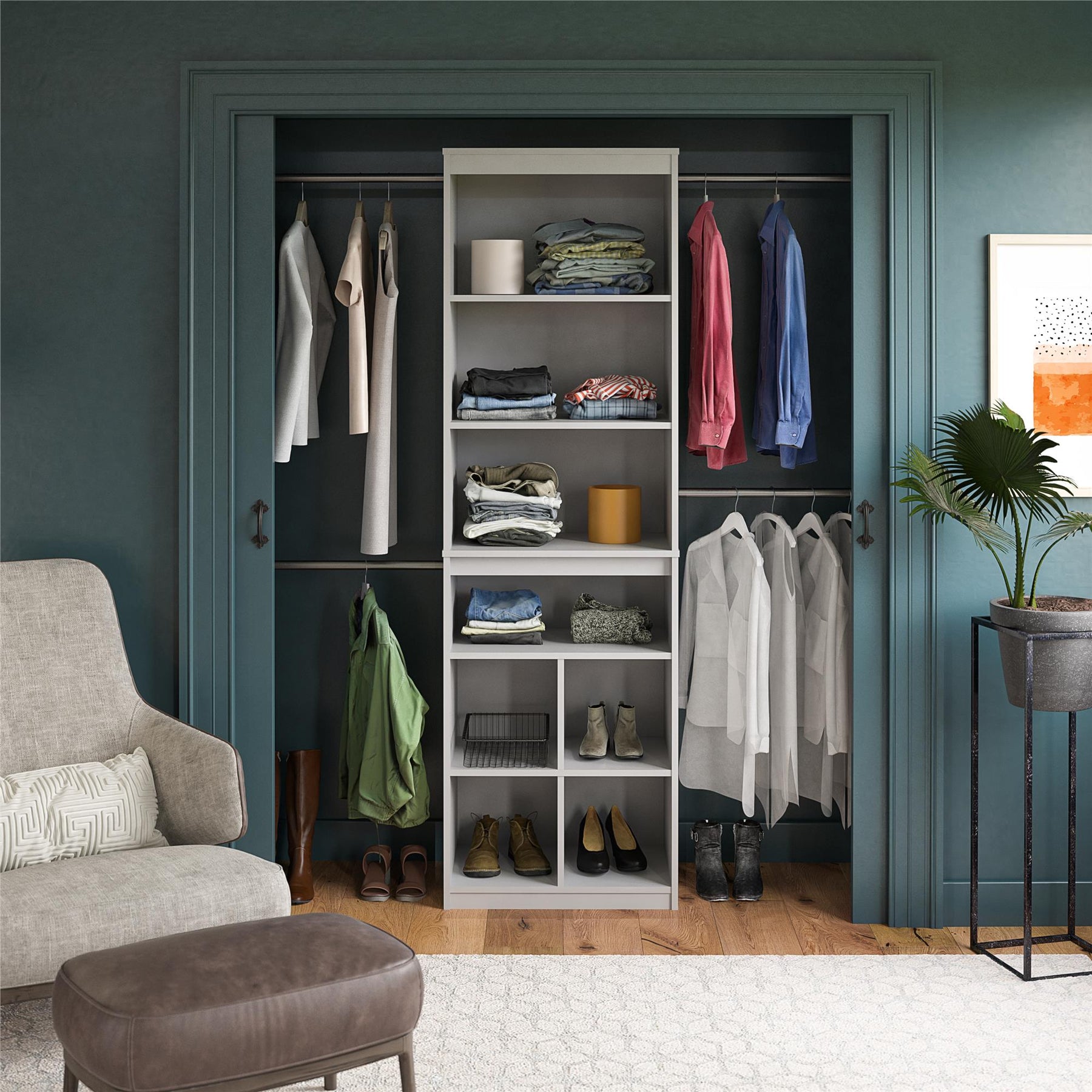 Closet Organizers with Clothing Rods & Cubbies – RealRooms