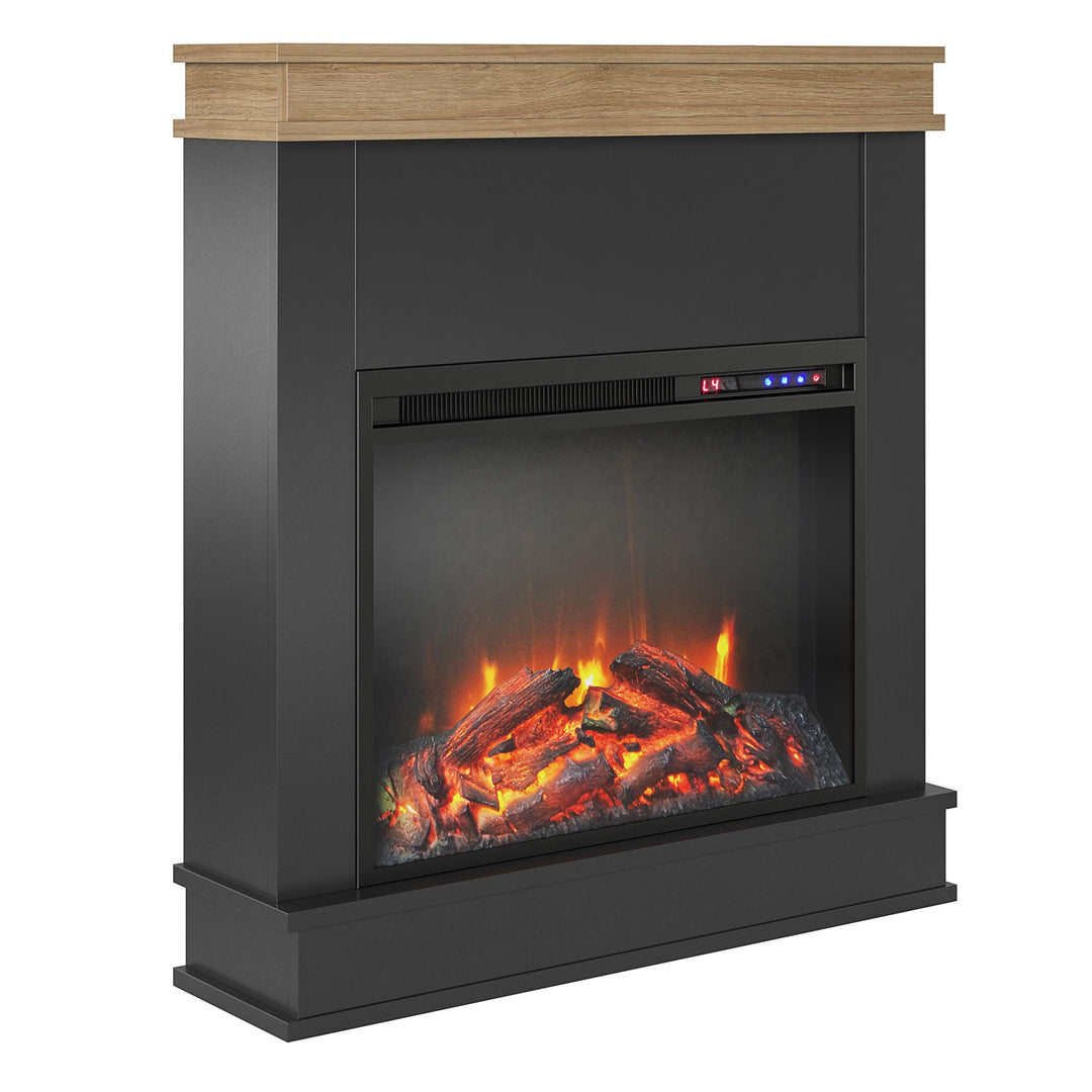 Mateo Electric Fireplace with Rustic Faux Wood Mantel and 23 Inch Fireplace Insert - Black