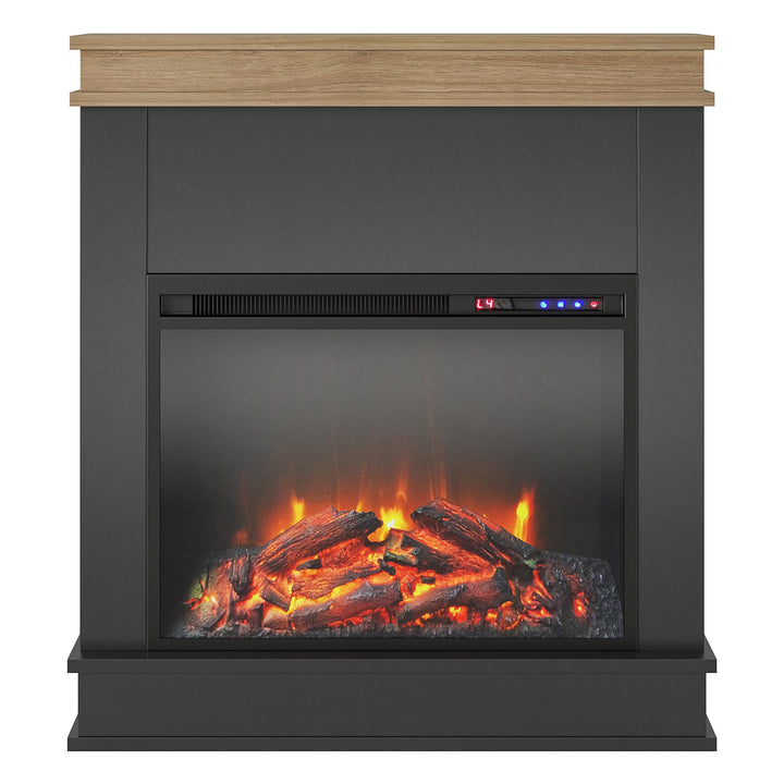 Rustic Fireplace with 23 Inch Insert -  Black
