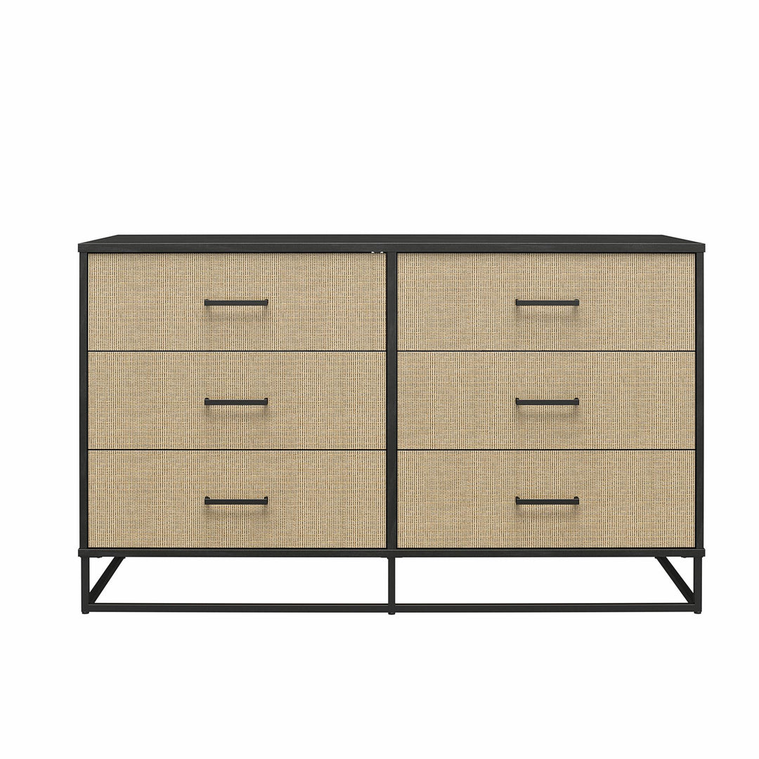 Modern Bedroom 6 Drawer Dresser -  Black Oak