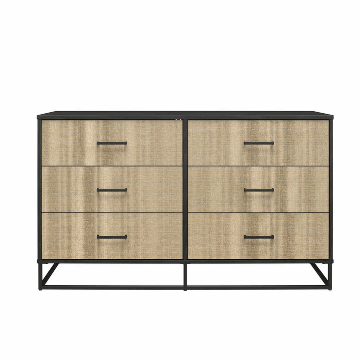 Modern Bedroom 6 Drawer Dresser -  Black Oak