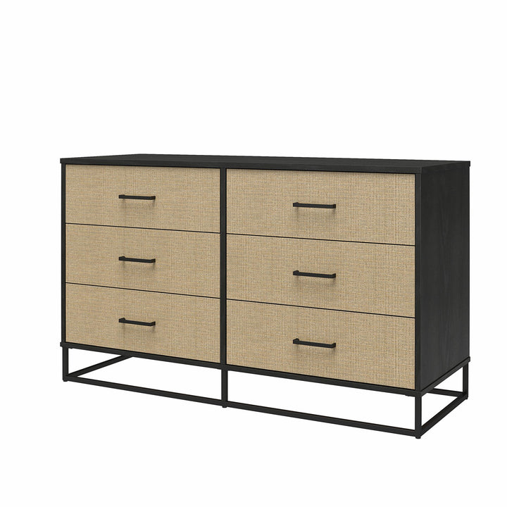 Modern 6 Drawer Dresser for Bedroom -  Black Oak