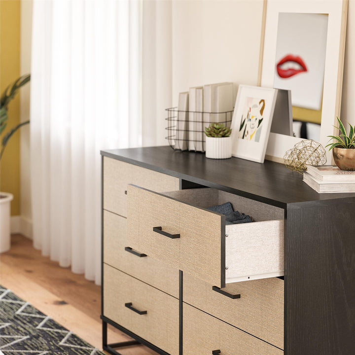 Kelly Design 6 Drawer Dresser -  Black Oak