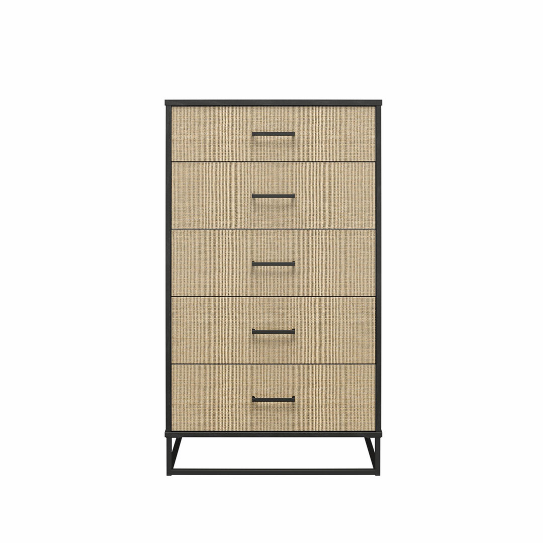 Modern Bedroom 5 Drawer Dresser -  Black Oak