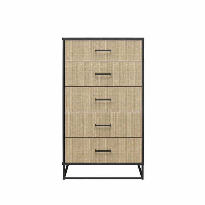Modern Bedroom 5 Drawer Dresser -  Black Oak