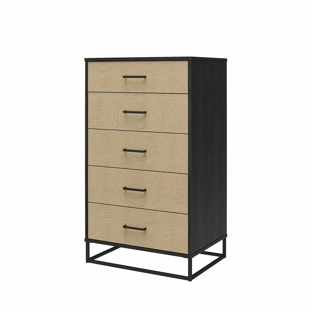 Modern 5 Drawer Dresser for Bedroom -  Black Oak