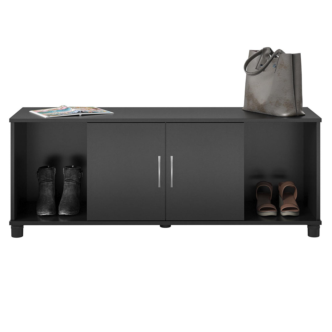 Basin Shoe Storage Bench with Seating Area and Adjustable Feet - Black