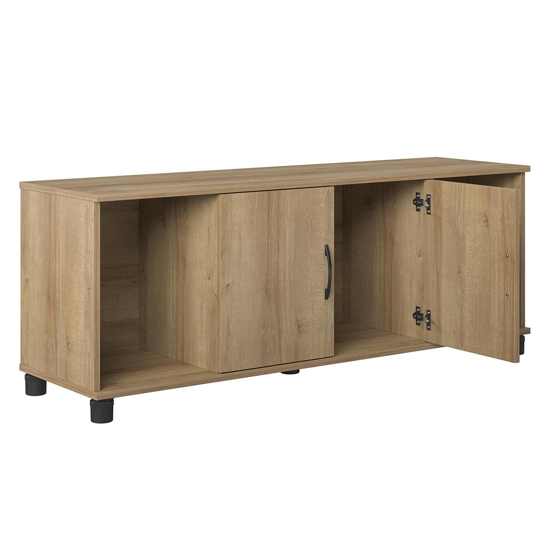 Basin Shoe Storage Bench with Seating Area and Adjustable Feet - Natural