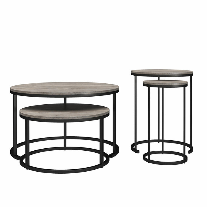 Nesting Coffee Table and End Table Set -  Gray Oak