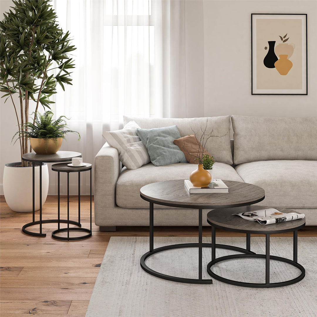4 Piece Coffee and End Table Set -  Gray Oak