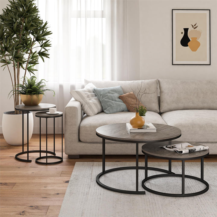 4 Piece Coffee and End Table Set -  Gray Oak