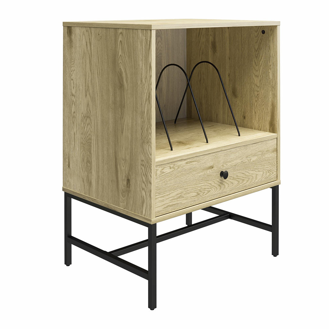 Modern record hub with bonus storage - Natural