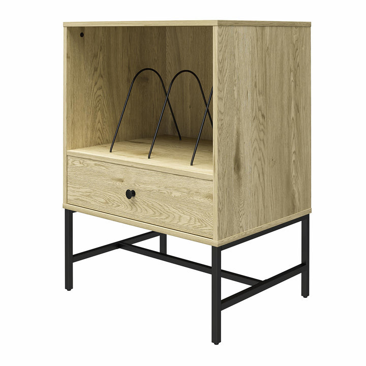 Chic record stand with organized dividers - Natural