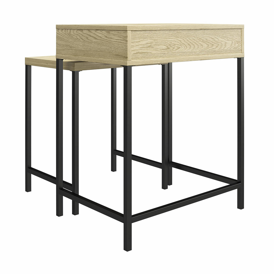 Functional minimalism: drawer, metal nesting tables - Natural