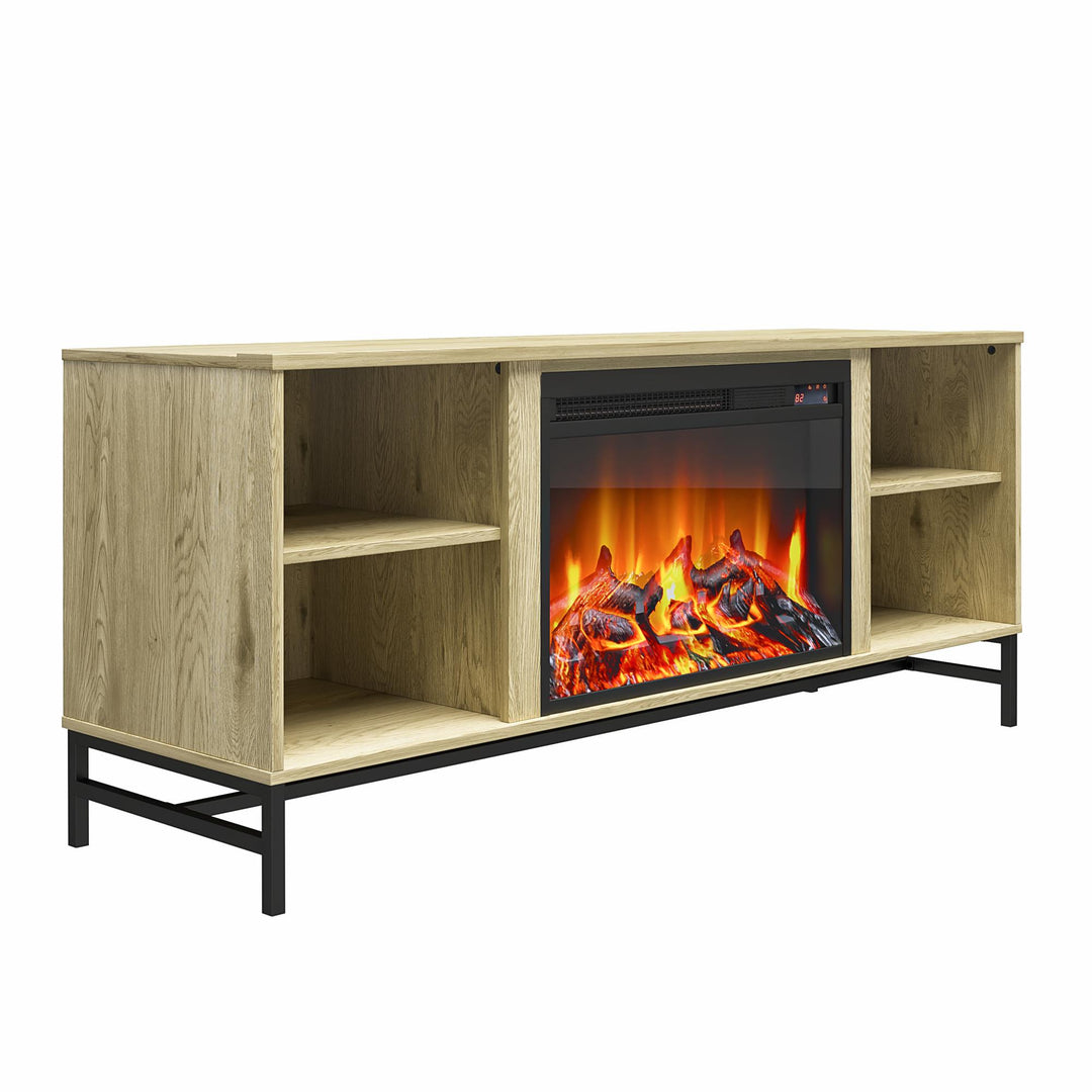 Contemporary TV stand with cozy fireplace - Natural