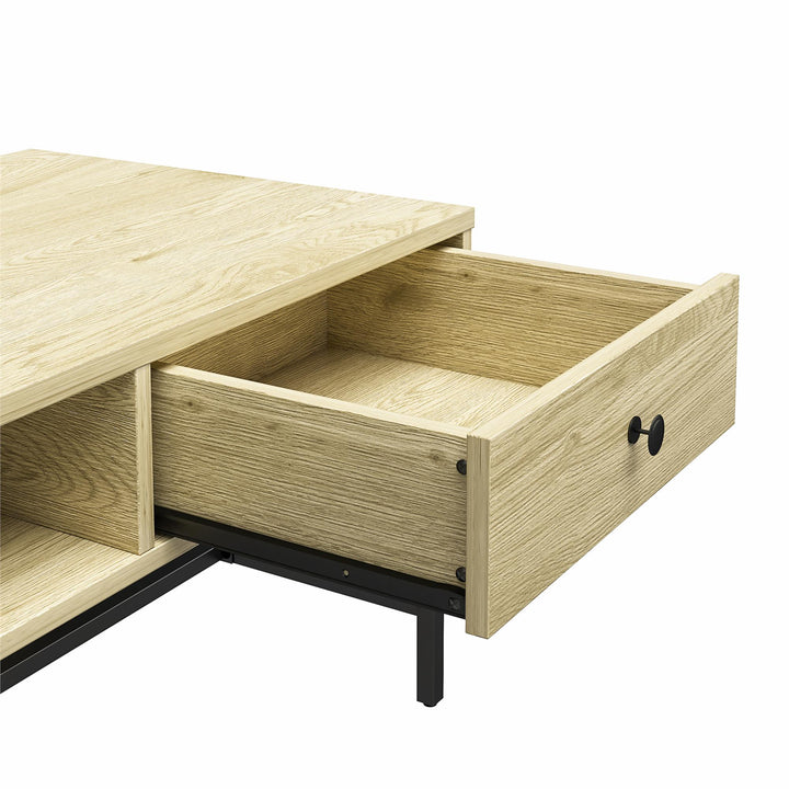 Compact coffee table: open-closed storage - Natural
