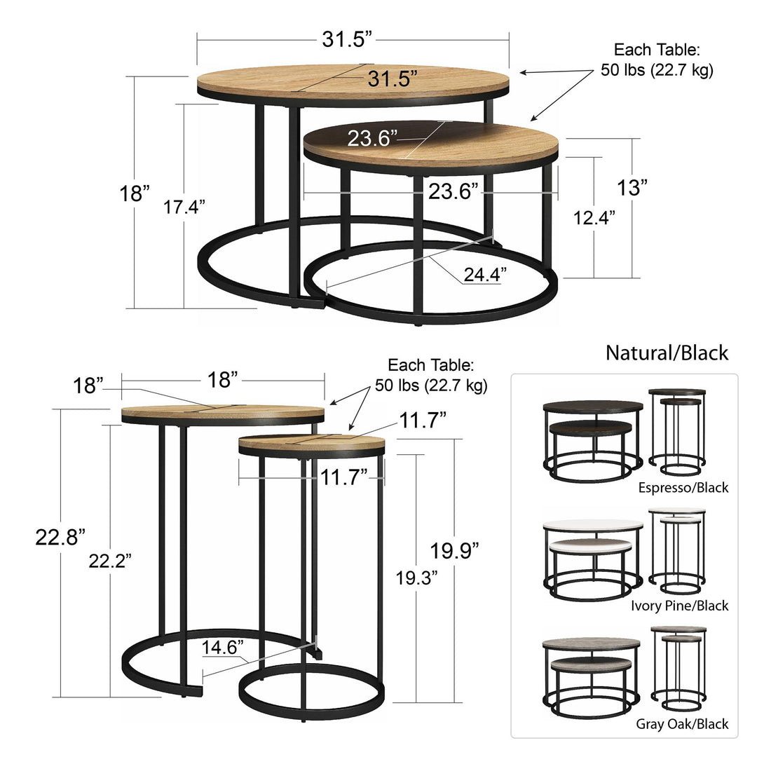 Camdale Modern Nesting Table Set -  Gray Oak