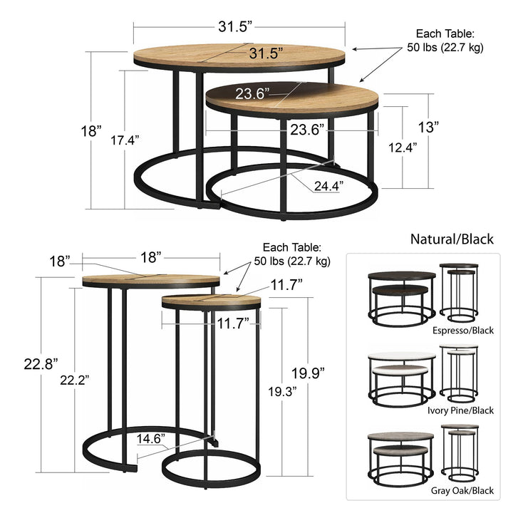 Camdale Modern Nesting Table Set -  Gray Oak