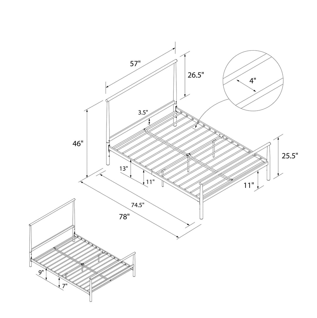 Calixa Modern Metal Bed with Multiple Height Adjustment Options - Black - Full