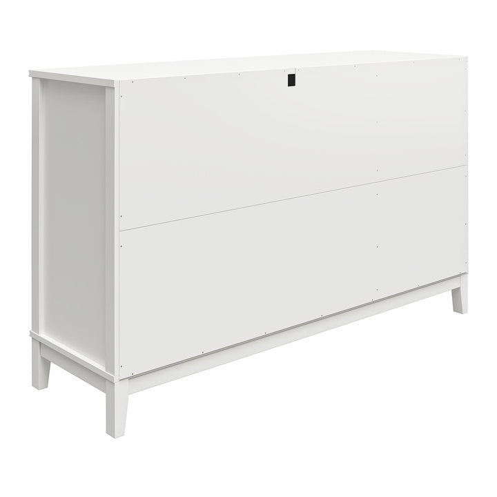 Stella Wide Dresser with 5 Drawers and Gold Feather Drawer Pulls  - White
