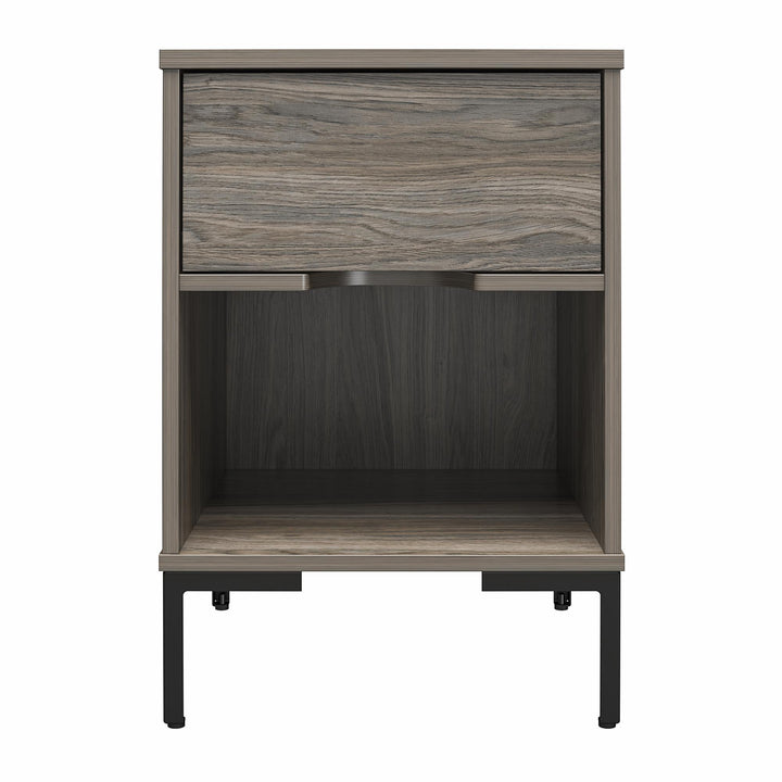 Rolland Nightstand with 1 Drawer and Open Cubby - Weathered Oak