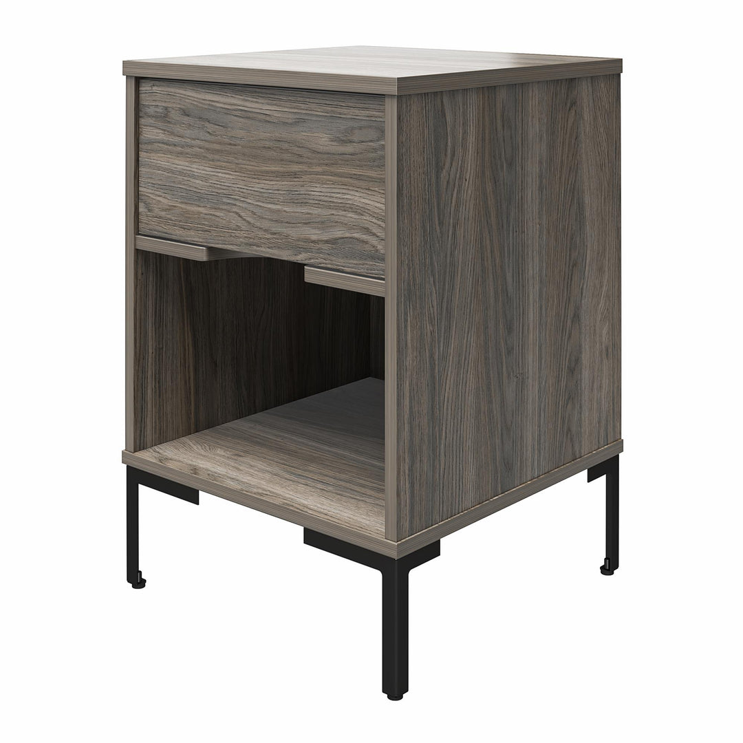 Rolland Nightstand with 1 Drawer and Open Cubby - Weathered Oak