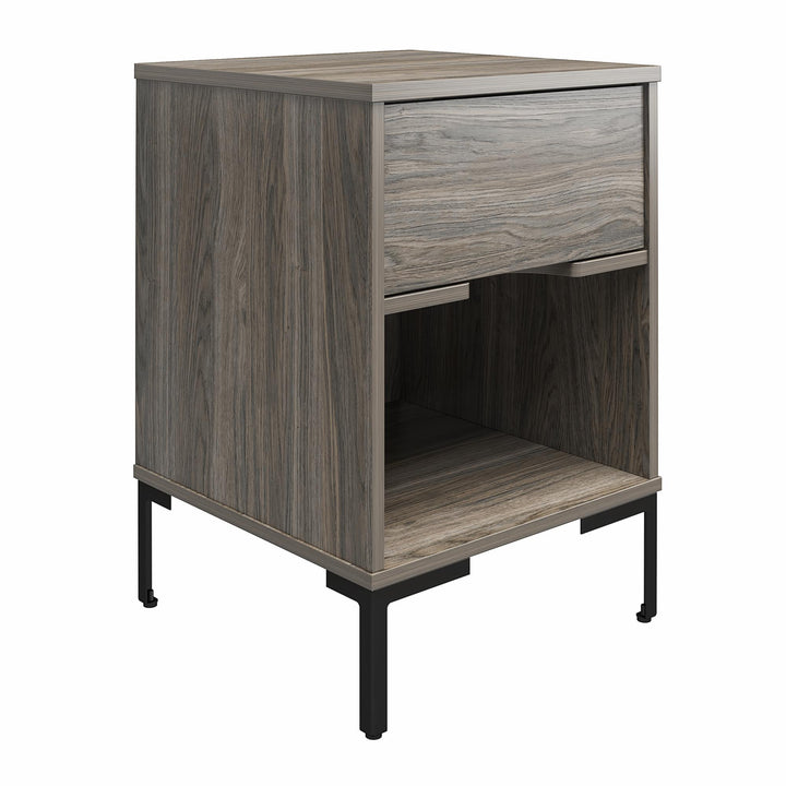 Rolland Nightstand with 1 Drawer and Open Cubby - Weathered Oak