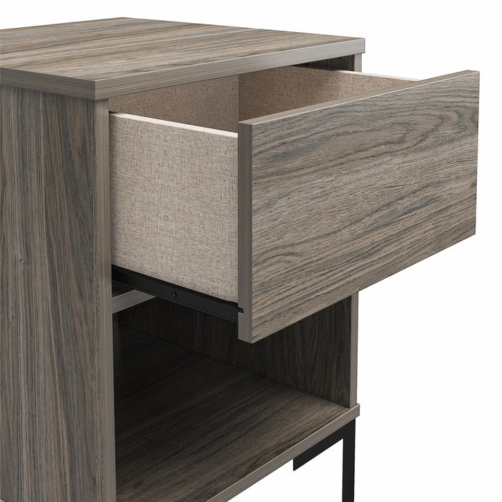 Rolland Nightstand with 1 Drawer and Open Cubby - Weathered Oak