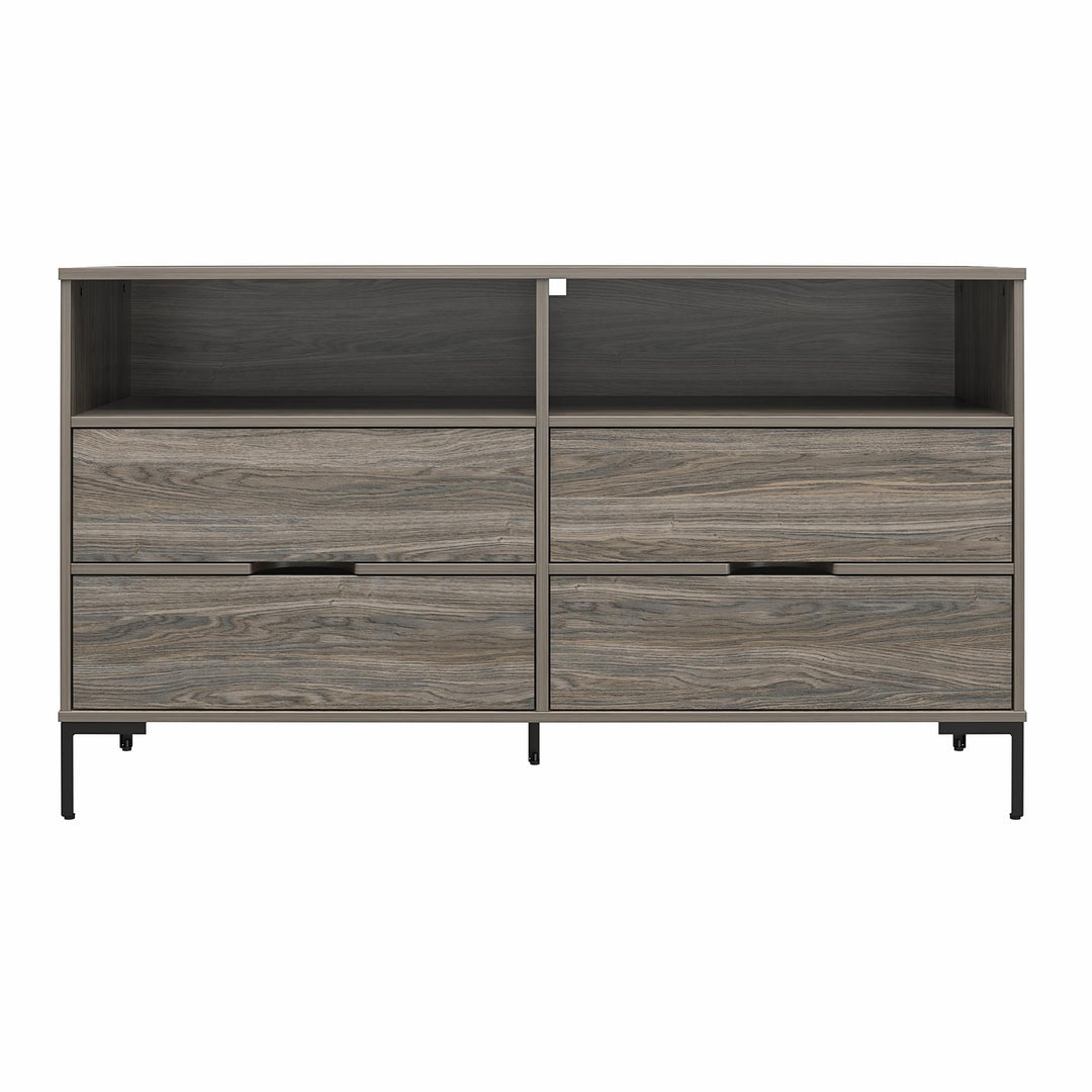 Rolland Wide 4 Drawer 2 Cubby Dresser - Weathered Oak