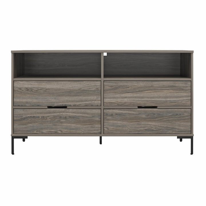 Rolland Wide 4 Drawer 2 Cubby Dresser - Weathered Oak
