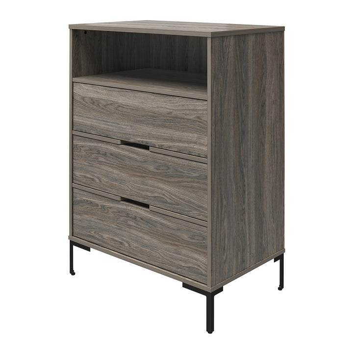 Modern Rolland dresser: 3 drawers, cubby - Weathered Oak